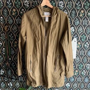 Calvin Klein long waxed linen jacket